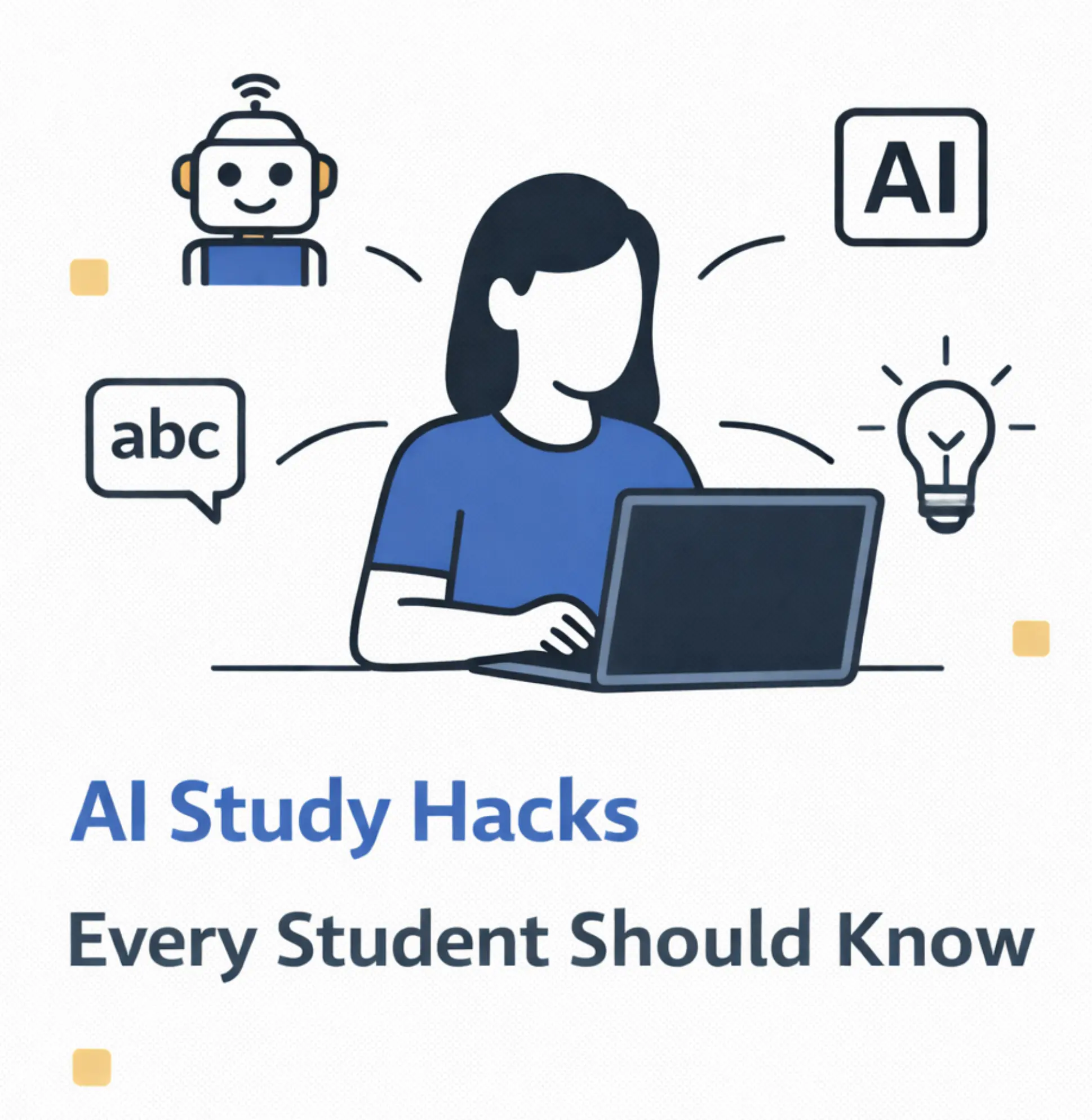 15 AI Study Hacks Every Student Should Know - Visual guide showing students using AI tools for studying