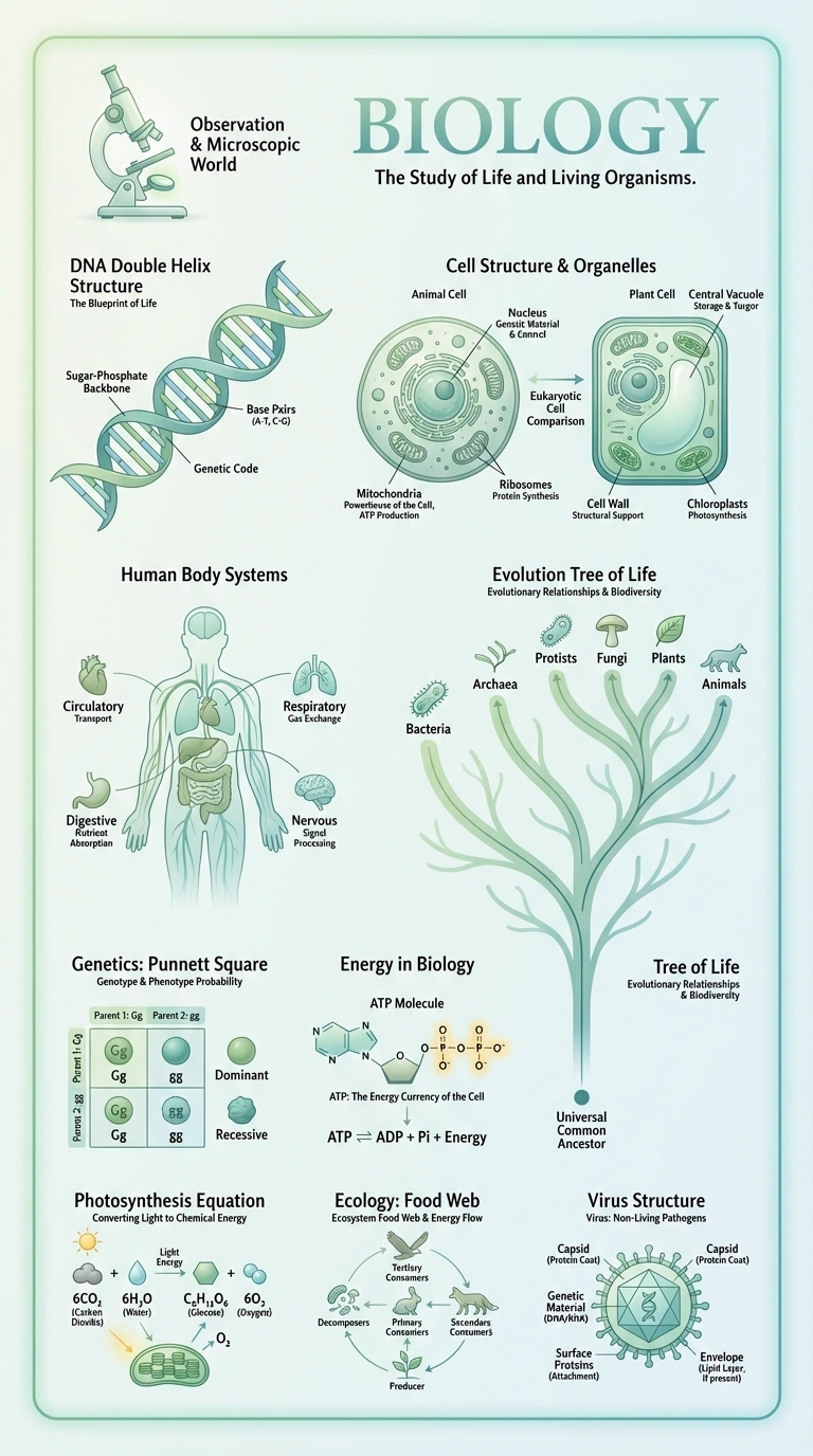 Biology Infographic - Cell Structure & Genetics