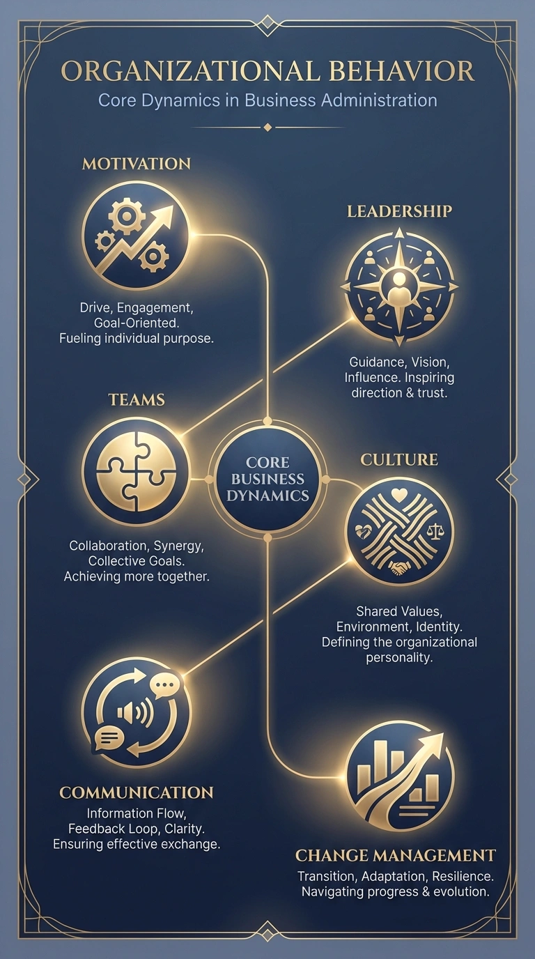 Organizational Behavior Infographic - Complete Visual Study Guide for Business Administration