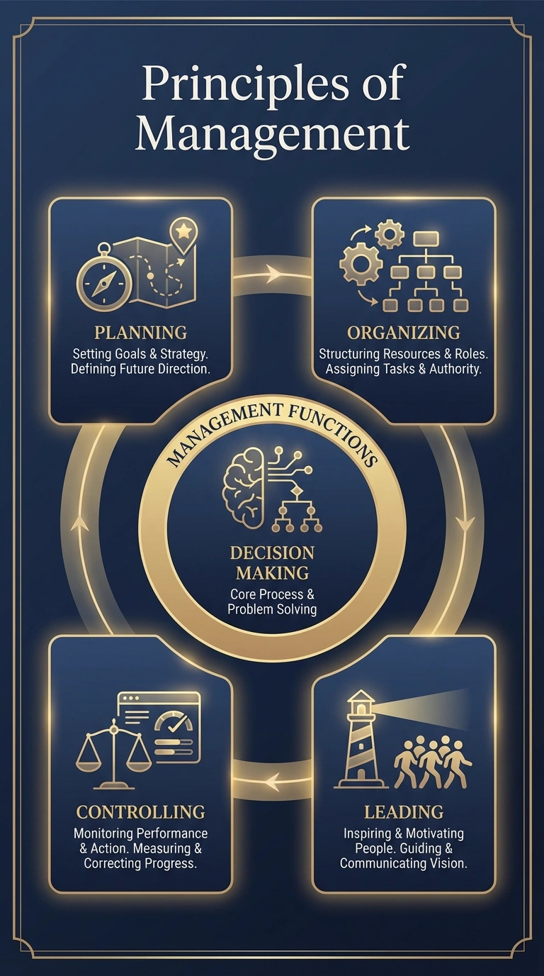 Principles of Management Infographic - Complete Visual Study Guide for Business Administration