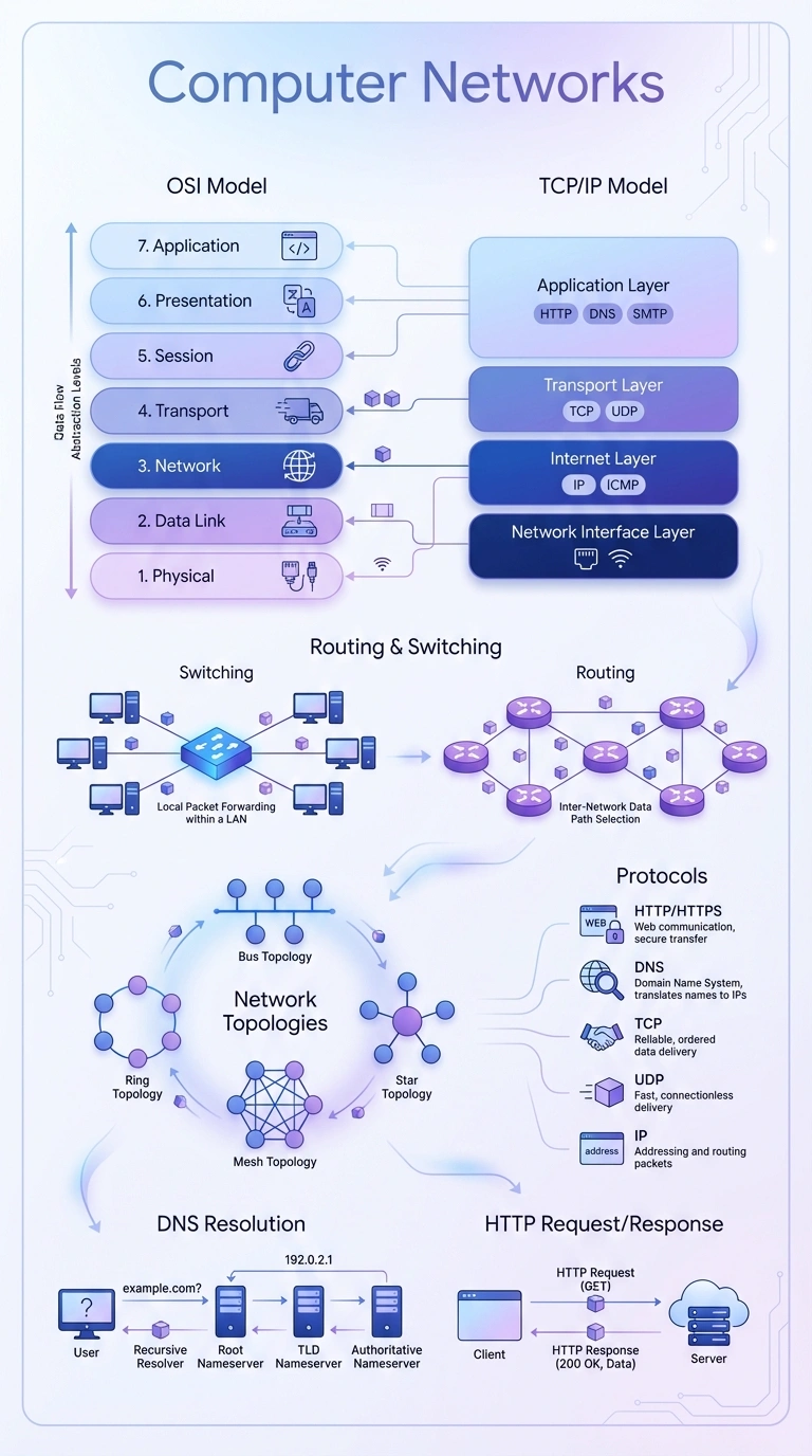 Computer Networks Infographic - Complete Visual Study Guide for Computer Science