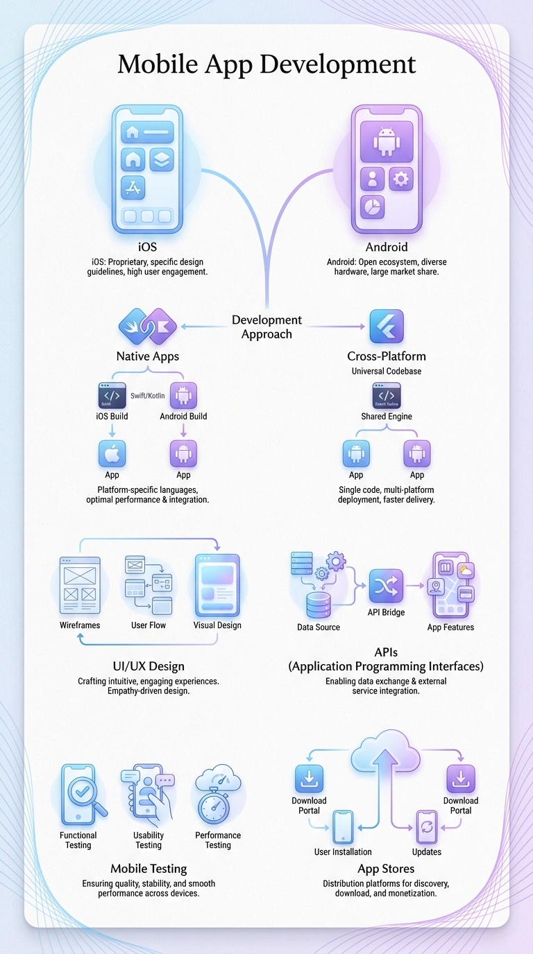 Mobile App Development Infographic - Complete Visual Study Guide for Computer Science