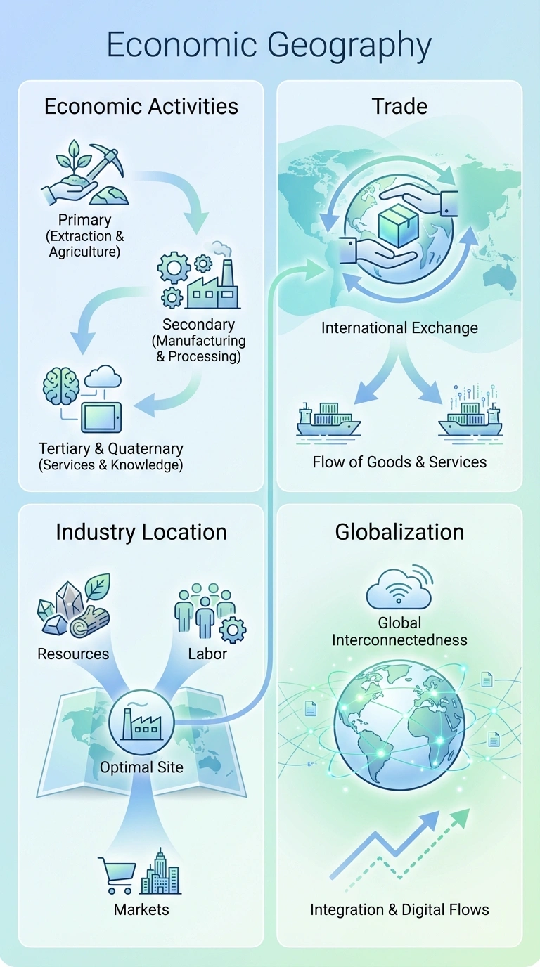 Economic Geography Infographic - Complete Visual Study Guide for Geography
