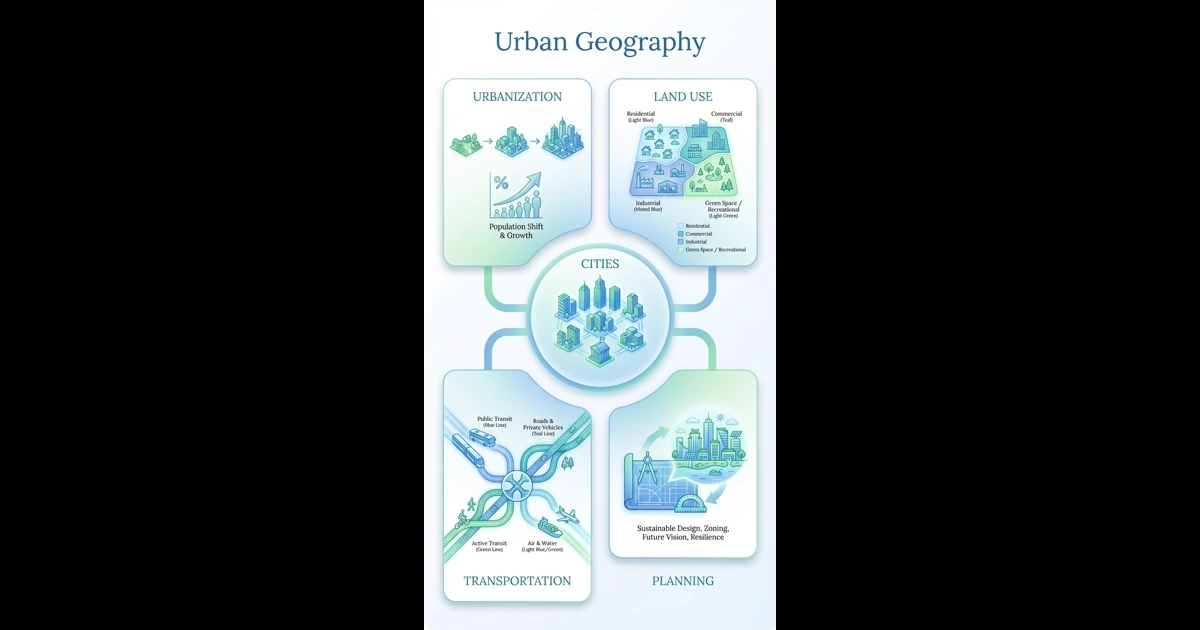 Geography Raphics Urban Geography Infographic - Geography Visual Study Guide | LectureScribe