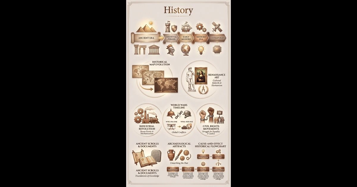 History Learning Visualization History Infographic - Visual Study Guide | LectureScribe