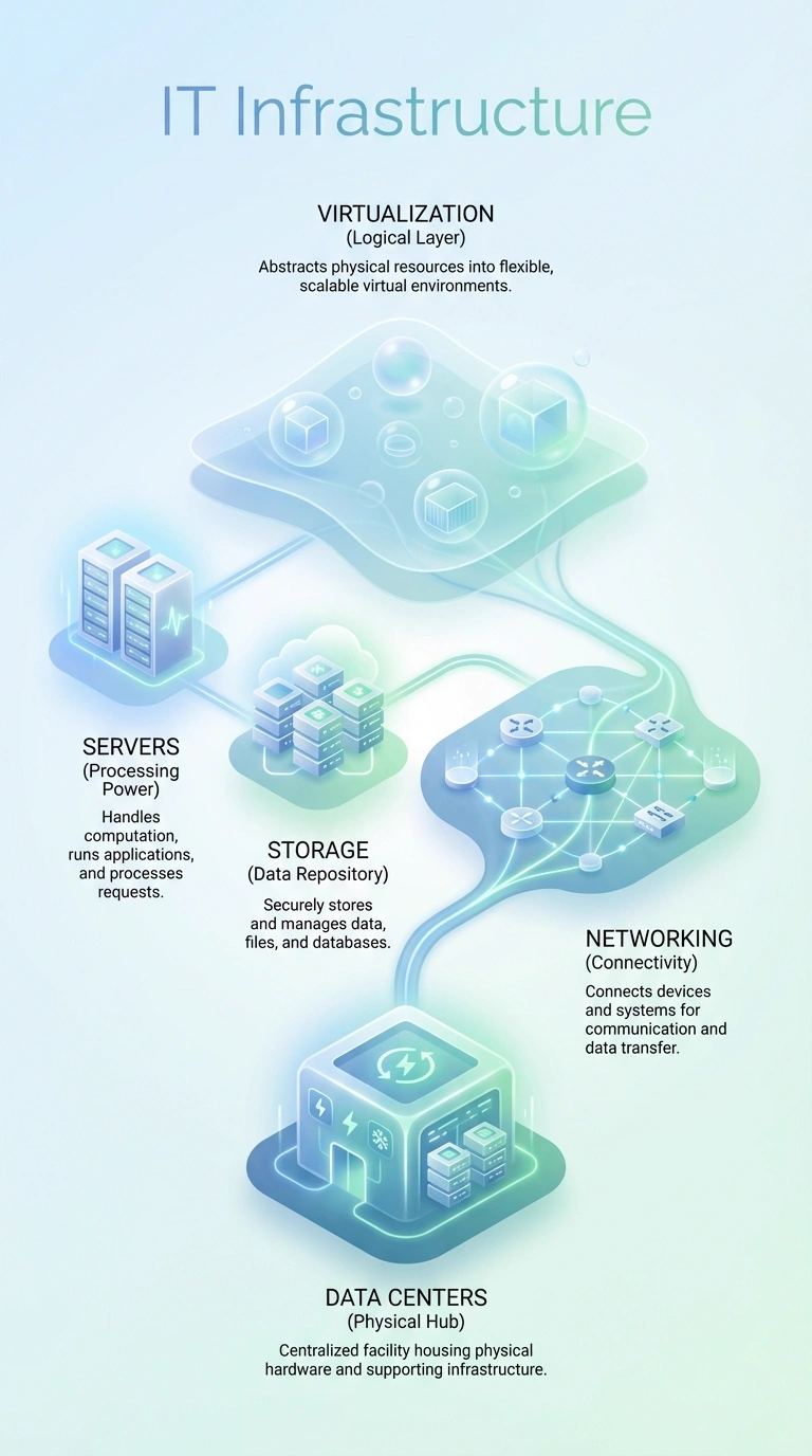 IT Infrastructure Infographic - Complete Visual Study Guide for Information Technology