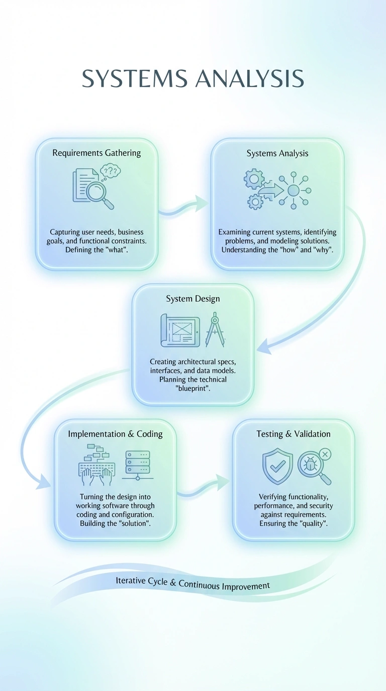 Systems Analysis Infographic - Complete Visual Study Guide for Information Technology
