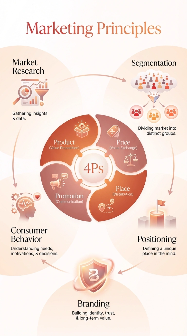 Marketing Principles Infographic - Complete Visual Study Guide for Marketing