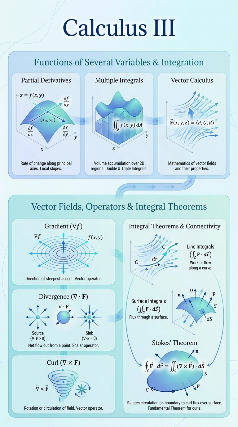 Calculus III Infographic - Complete Visual Study Guide for Mathematics