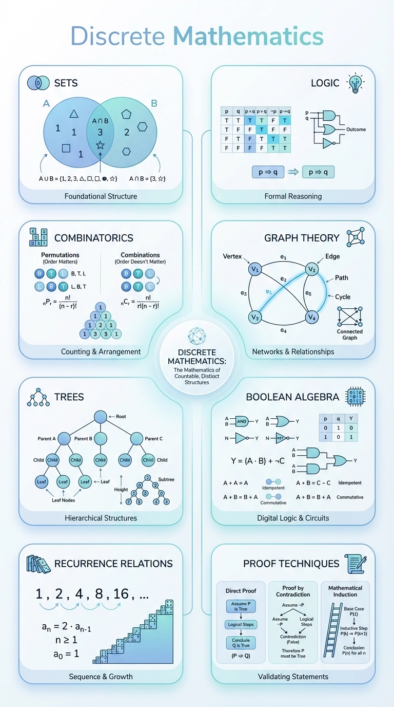 Discrete Mathematics Infographic - Complete Visual Study Guide for Mathematics