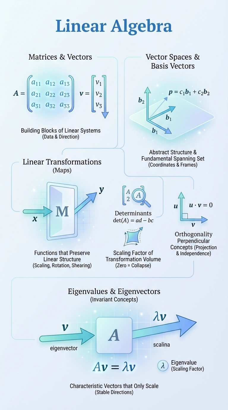 Linear Algebra Infographic - Complete Visual Study Guide for Mathematics