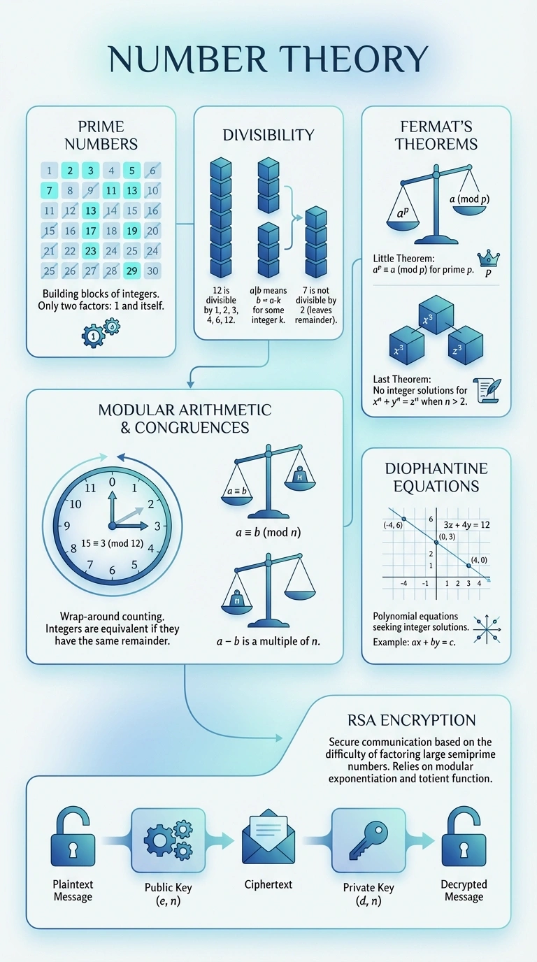 Number Theory Infographic - Complete Visual Study Guide for Mathematics