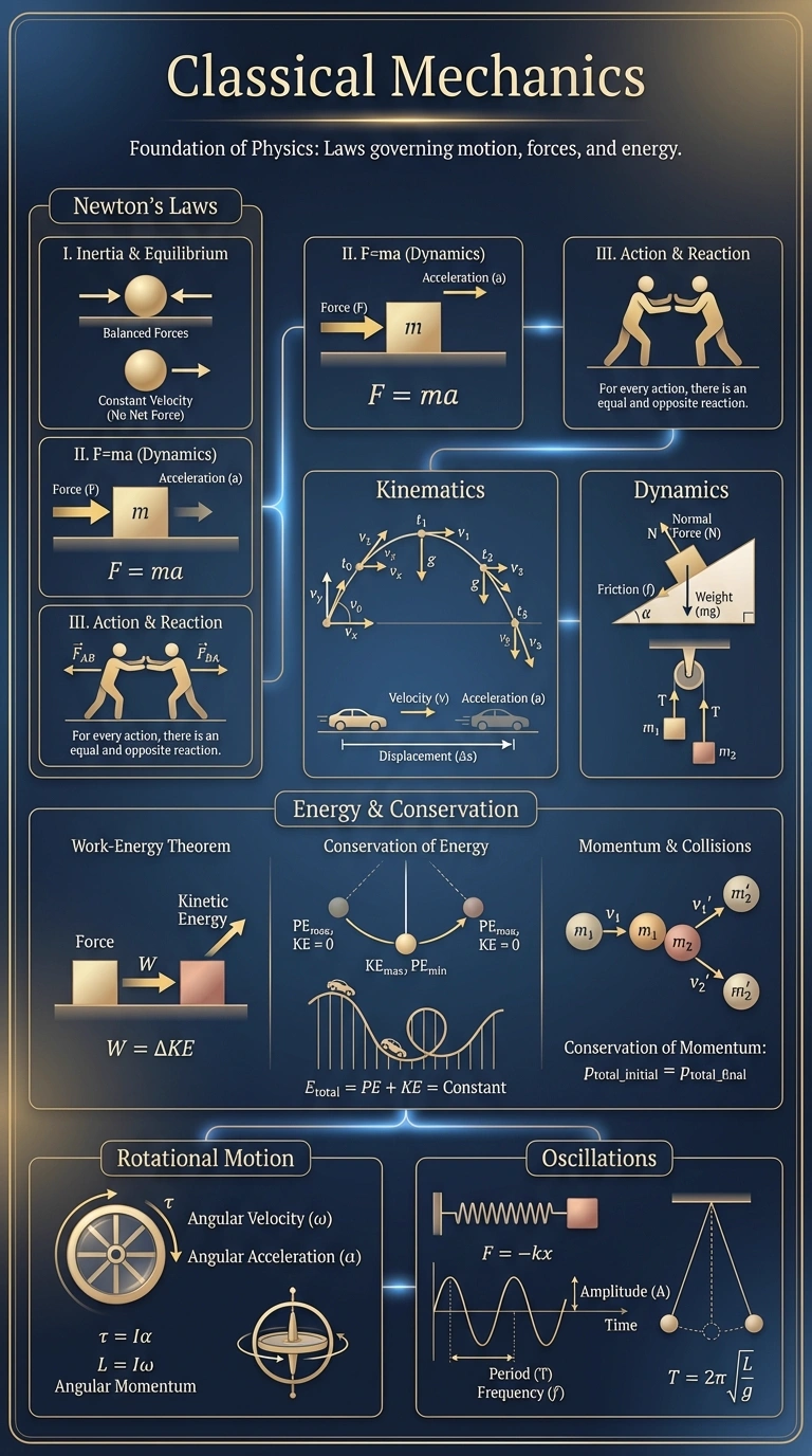 Classical Mechanics Infographic - Complete Visual Study Guide for Physics