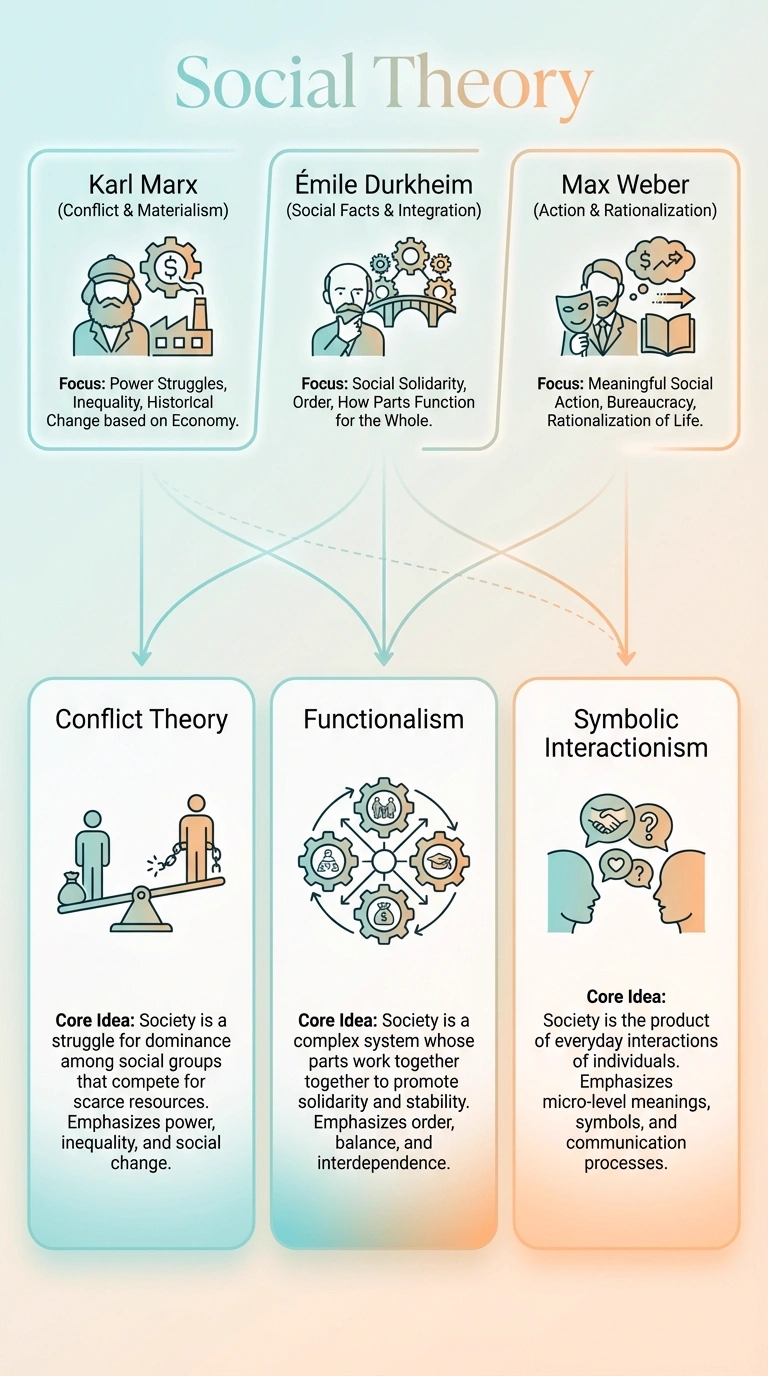 Social Theory Infographic - Complete Visual Study Guide for Sociology