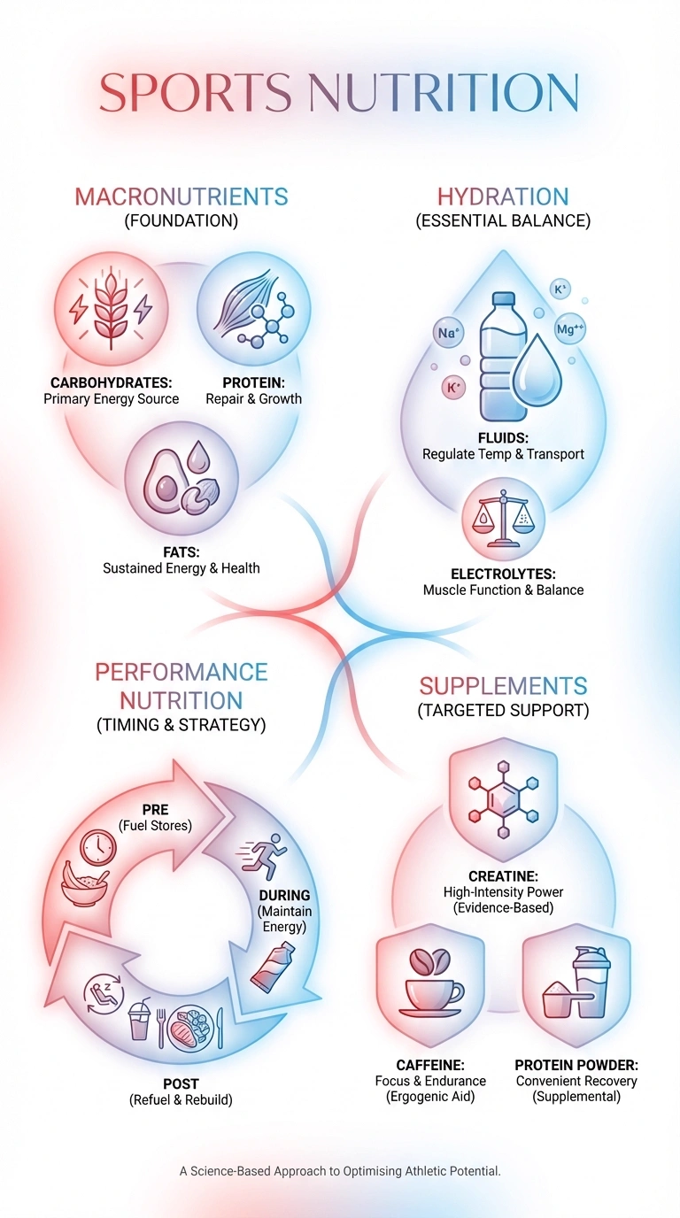 Sports Nutrition Infographic - Complete Visual Study Guide for Sports Science