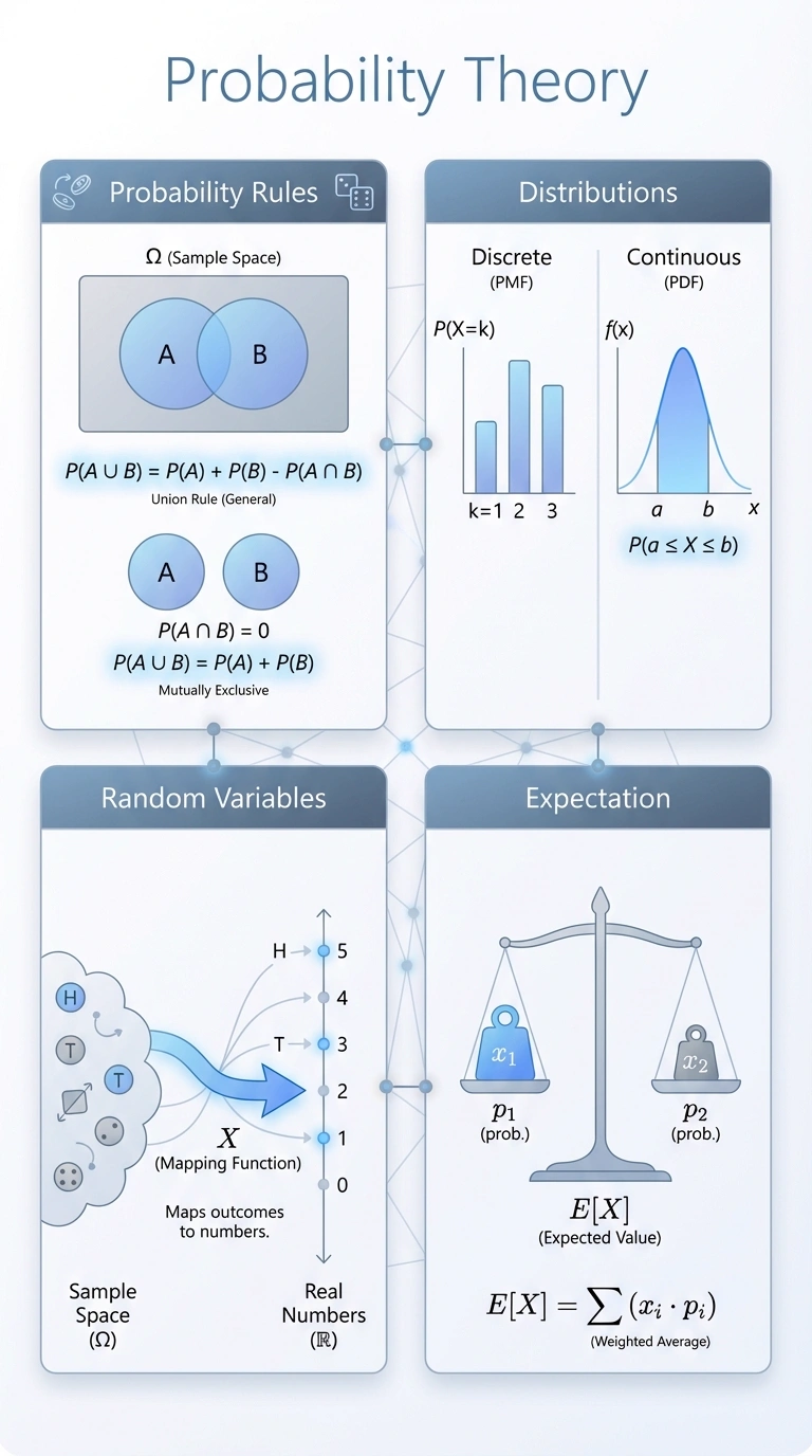 Probability Theory Infographic - Complete Visual Study Guide for Statistics