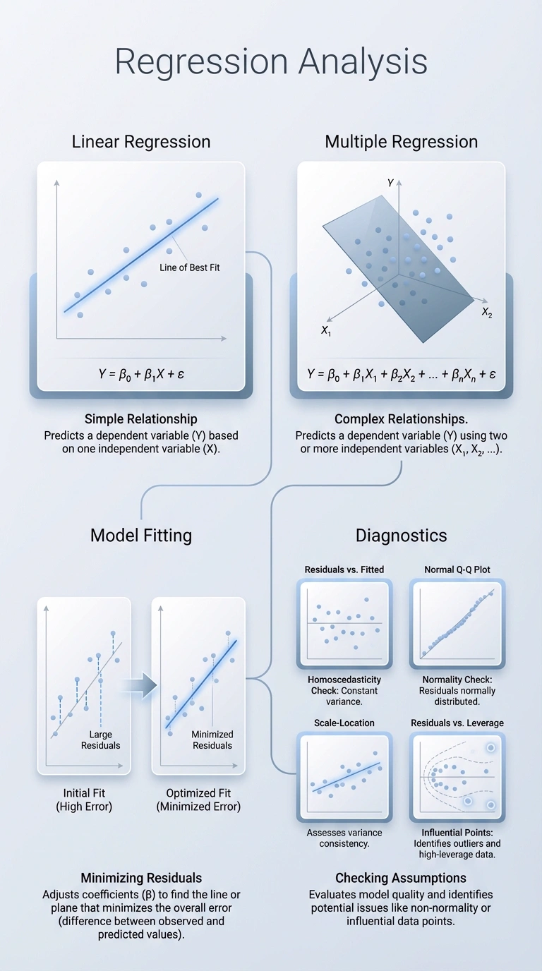 Regression Analysis Infographic - Complete Visual Study Guide for Statistics